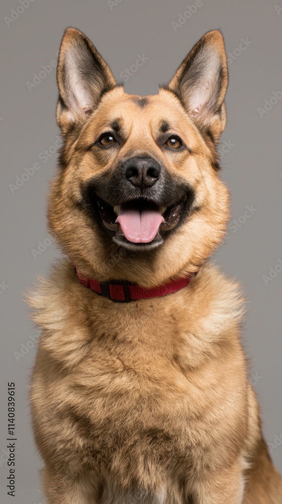 Playful dog portrait studio setting high-resolution pet photo neutral background front view charming expressions Playful dog portrait studio setting high-resolution pet photo neutral background front view charming expressions