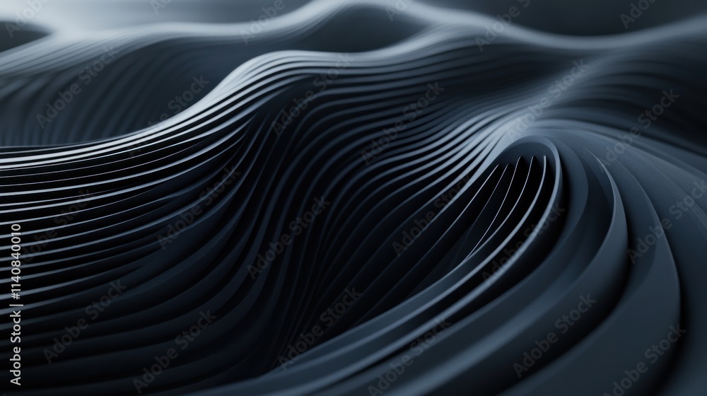 Abstract Dark Gray Waves: A Digital Rendering of Smooth, Curving Lines Abstract Dark Gray Waves: A Digital Rendering of Smooth, Curving Lines