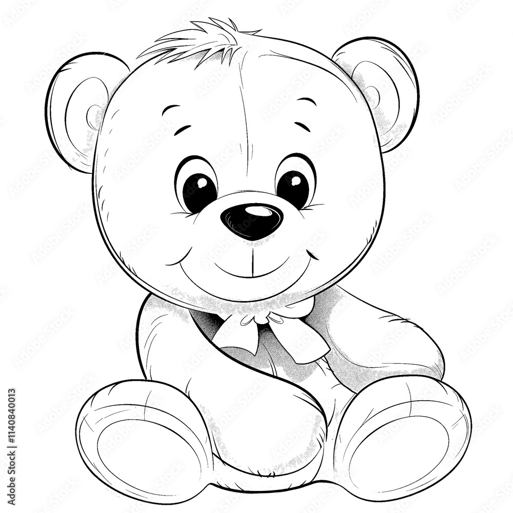 Obraz premium Cute teddy bear coloring page