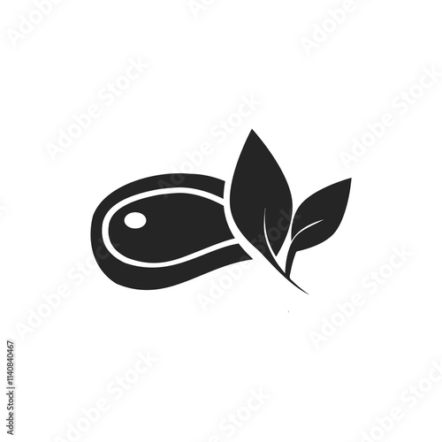 Artificial Vegan Meat Silhouette Icon. Vegetarian Fake Meat Plant Based icon isolated on white background .