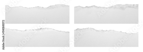 pieces of torn white paper on a transparent background