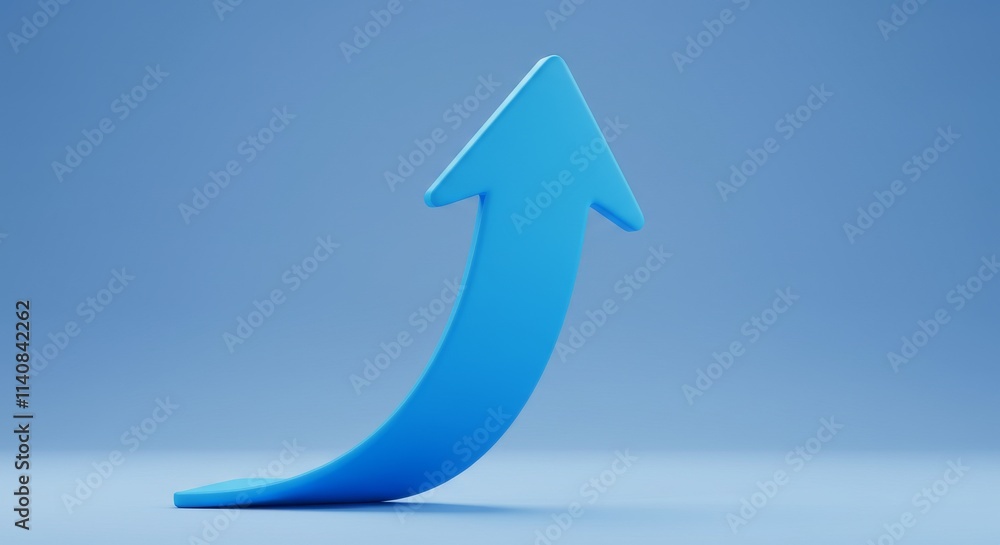 3d Growing blue Arrow up on bright background 3d Growing blue Arrow up on bright background