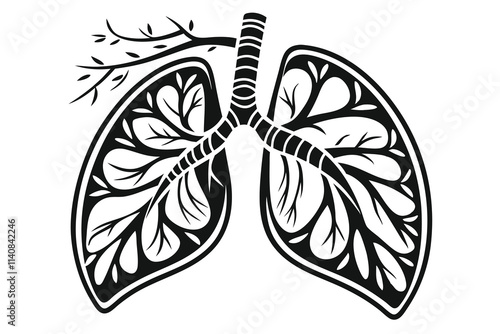 creative medical lungs icon concept black color and white background