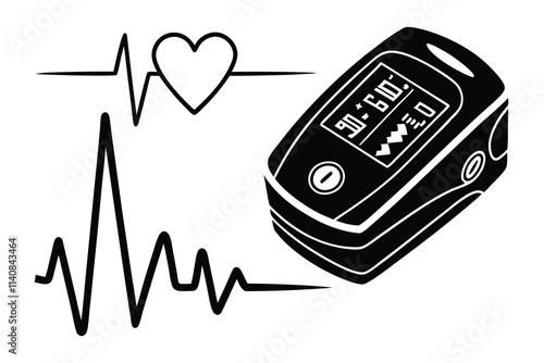 creative medical Pulse Oximeter icon concept with black color and white background