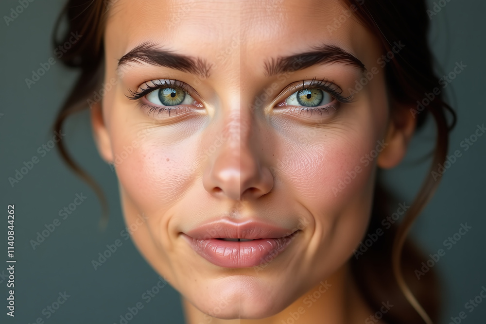 Fototapeta premium blended face represents unity contrasting features showcasing beauty sides together