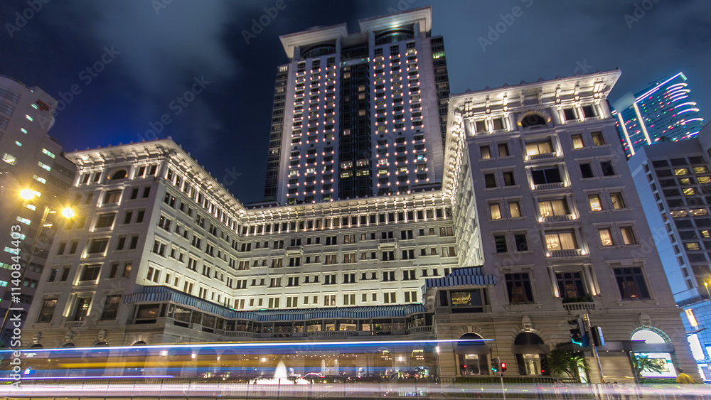 City traffic near the Peninsula hotel Hong Kong timelapse hyperlapse at night, Hong Kong City traffic near the Peninsula hotel Hong Kong timelapse hyperlapse at night, Hong Kong