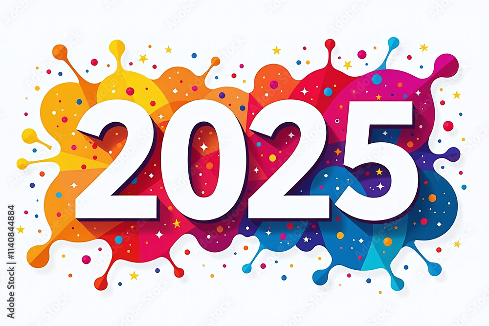 colorful background features year white creating lively energetic visual effect various shapes vibrant colors colorful background features year white creating lively energetic visual effect various shapes vibrant colors