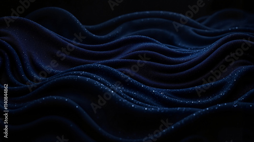 Wallpaper Mural Elegantly draped dark blue velvet with sparkling details Torontodigital.ca