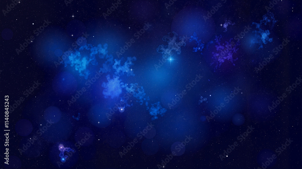 Obraz premium Abstract cosmic fractal with stars and blue nebula in deep space
