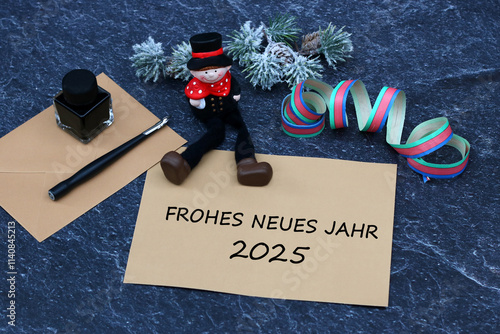 Photography Frohes neues Jahr 2025 Schornsteinfeger und Glücksbringer mit Neujahrswünschen