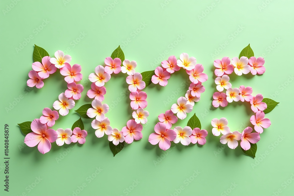 flowery design surrounds number light green background symbolizing growth new flowery design surrounds number light green background symbolizing growth new
