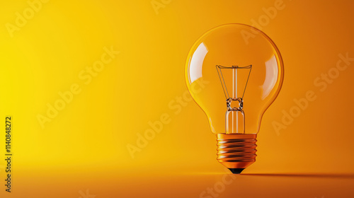 Bright Yellow Light Bulb Over Vibrant Yellow Background Symbolizing Innovation, Creativity, and Bright Ideas for Inspiration and Imagination in Modern Design
