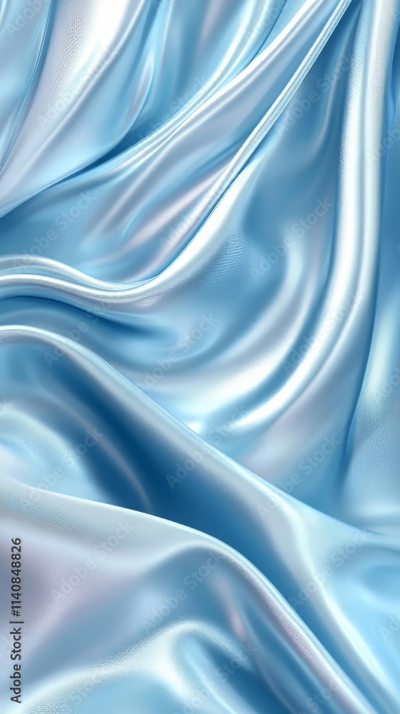 Obraz premium Flowing Light Blue Fabric, Smooth Texture, Soft, Elegant Background