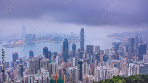 Wallpaper Mural The famous view of Hong Kong from Victoria Peak night to day timelapse. Torontodigital.ca
