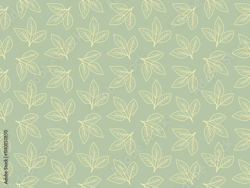 Hand drawn floral pattern vector design. Simple ornament with plant and leaf.