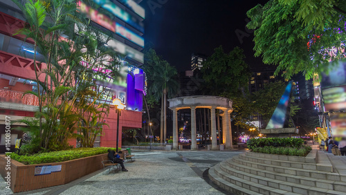 Photography Streets and park of Hong Kong at night timelapse hyperlapse.