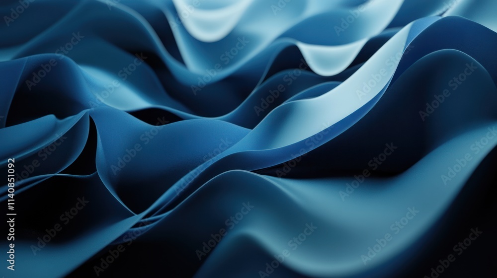 Fototapeta premium Abstract Blue Waves: A Serene Digital Artwork