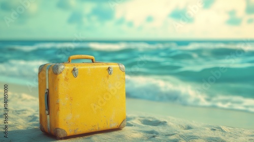 suitcase on the beach