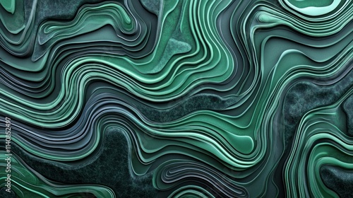 Abstract Teal Swirls: A mesmerizing digital artwork featuring layered, flowing teal and green hues creating a dynamic, organic pattern.