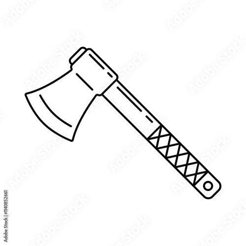 Axe icon. Black outline linear silhouette. Editable strokes. Side view. Vector simple flat graphic illustration. Isolated object on white background. Isolate.