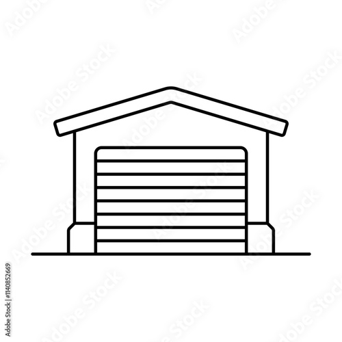 Garage icon. Black outline linear silhouette. Editable strokes. Front view. Vector simple flat graphic illustration. Isolated object on white background. Isolate.