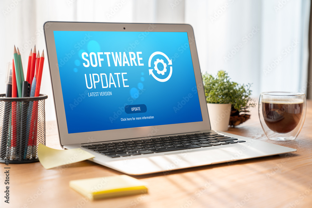 Fototapeta premium Software update on computer for modish version of device software upgrade