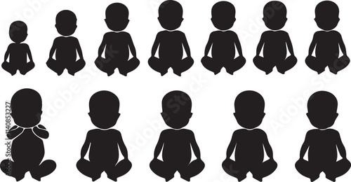 Stages of Fetal Development Silhouette Illustration