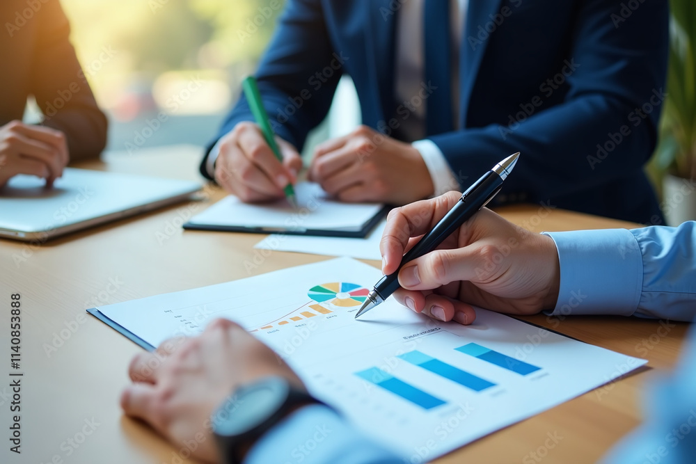 business meeting discusses investment growth market charts plan future financial strategies business meeting discusses investment growth market charts plan future financial strategies