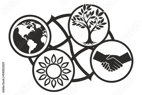 creative Sustainability & CSR icon concept black color and white background