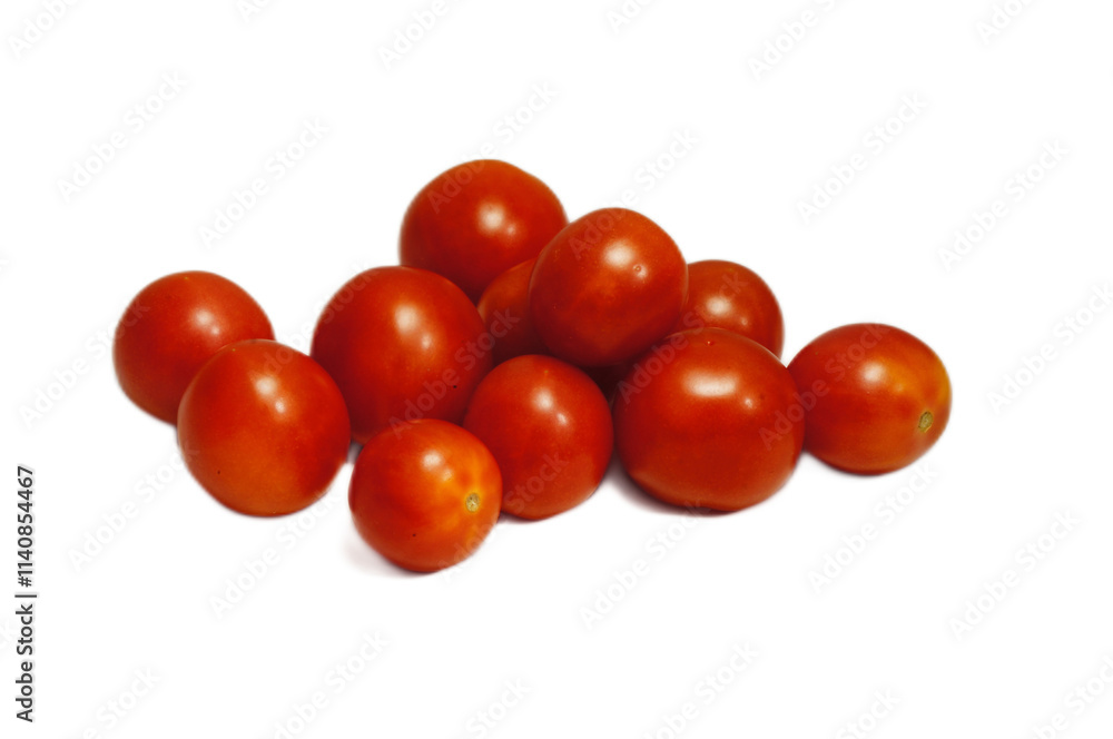 Fresh Organic Cherry Tomatoes on White Background for Healthy Cooking Fresh Organic Cherry Tomatoes on White Background for Healthy Cooking