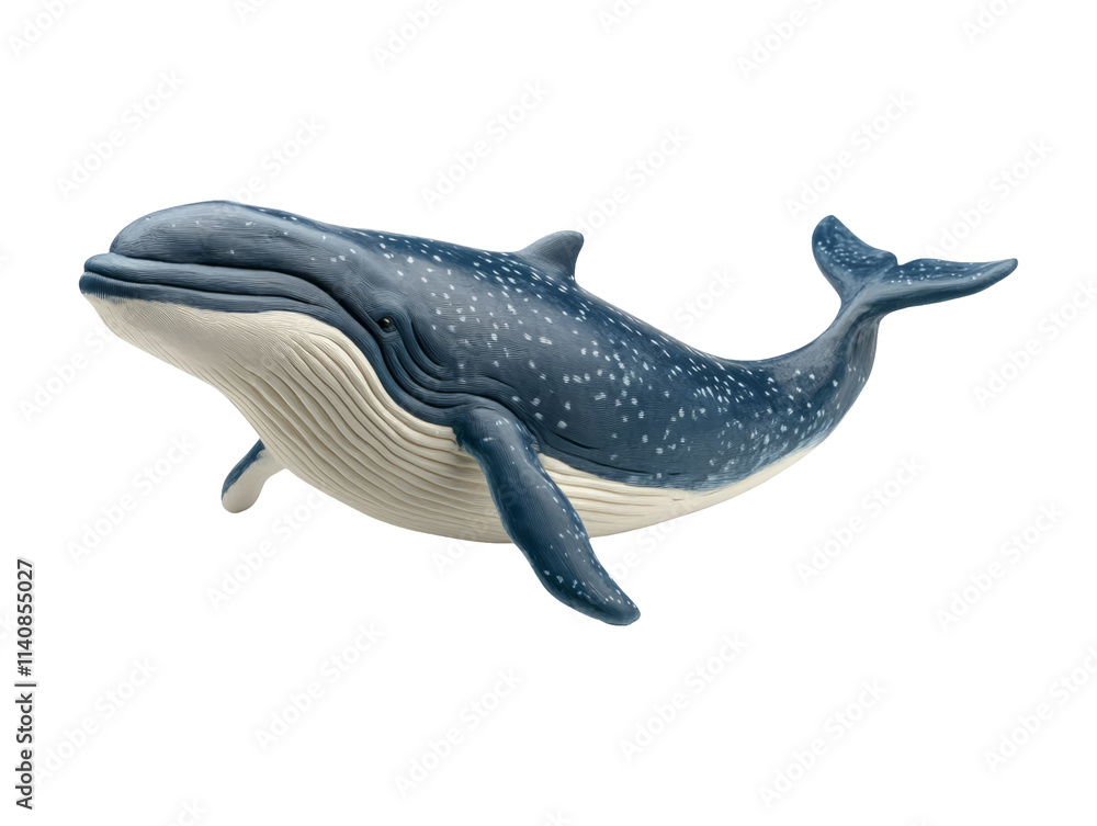 Fototapeta premium Blue Whale Plasticine Model on Transparent Background for Marine Life