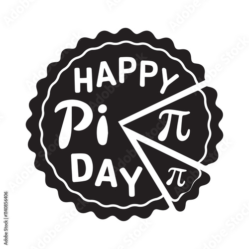 Happy pi day silhouette vector