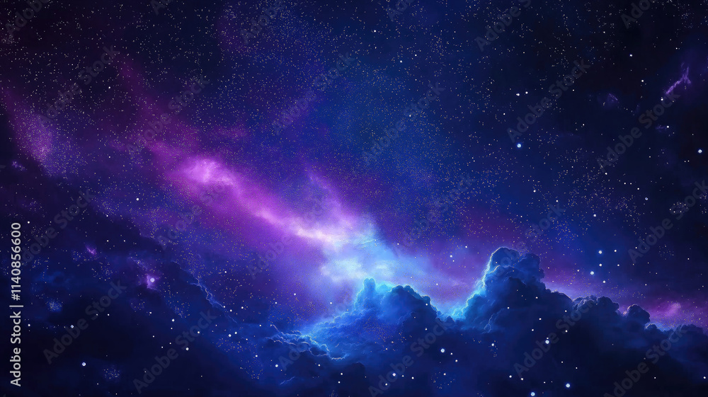 Blue and Purple Galaxy Background Created with Generative AI Technology Blue and Purple Galaxy Background Created with Generative AI Technology