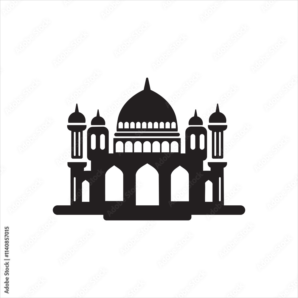 Mosque Silhouette Icon High Quality Vector on White Background Mosque Silhouette Icon High Quality Vector on White Background