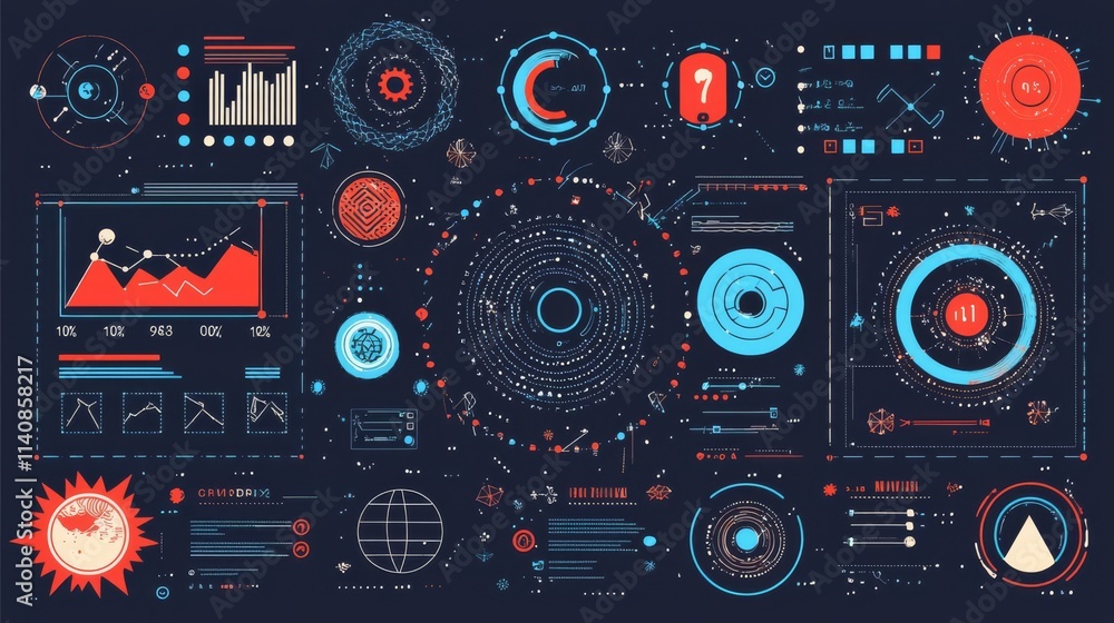 Futuristic dashboard design featuring interactive data visualization elements. Futuristic dashboard design featuring interactive data visualization elements.