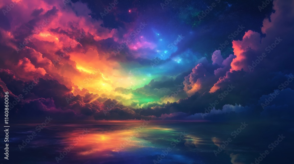 rainbow stars shining galaxy sky with gradient rainbow cloud whimsical dreamy background rainbow stars shining galaxy sky with gradient rainbow cloud whimsical dreamy background