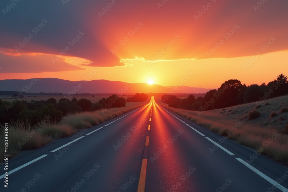 driving empty roads sunset towards new beginnings driving empty roads sunset towards new beginnings
