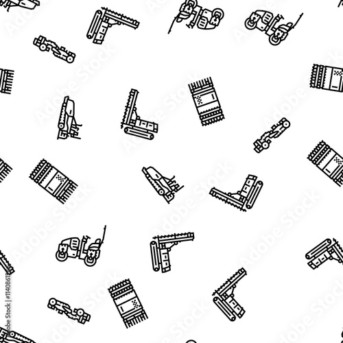 construction vehicle heavy work vector seamless pattern thin line illustration