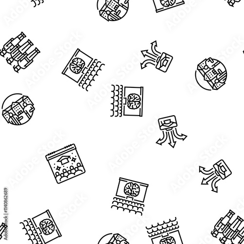college teacher student class vector seamless pattern thin line illustration