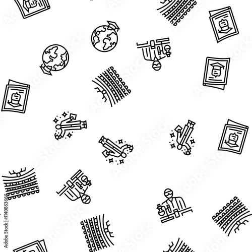 college teacher student class vector seamless pattern thin line illustration