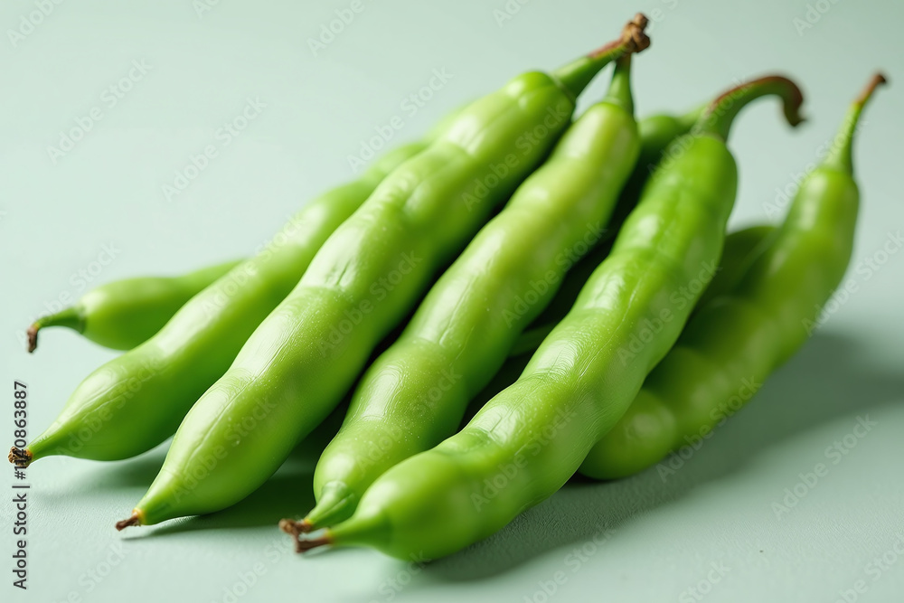 freshly picked green bean pods bring happy simplicity modern healthy home food concept freshly picked green bean pods bring happy simplicity modern healthy home food concept