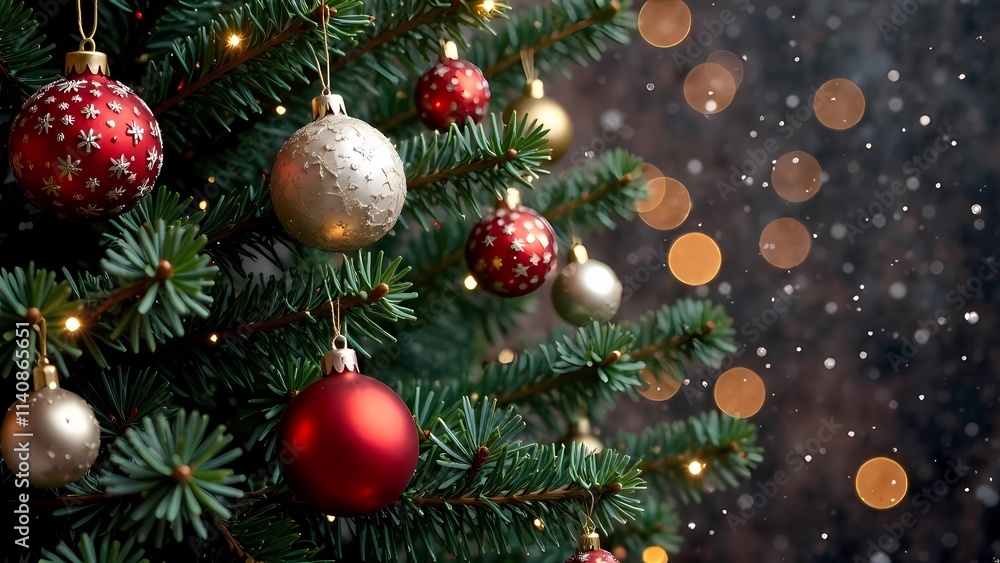 Christmas card with Christmas tree and dark background Christmas card with Christmas tree and dark background