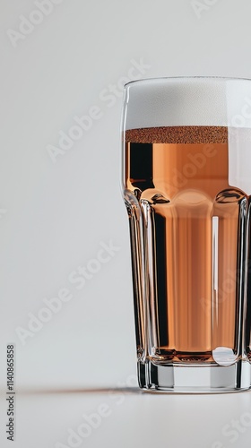 This PNG imageglass full of lager on a white background. photo