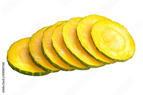 a group of slices of yellow and green food photo