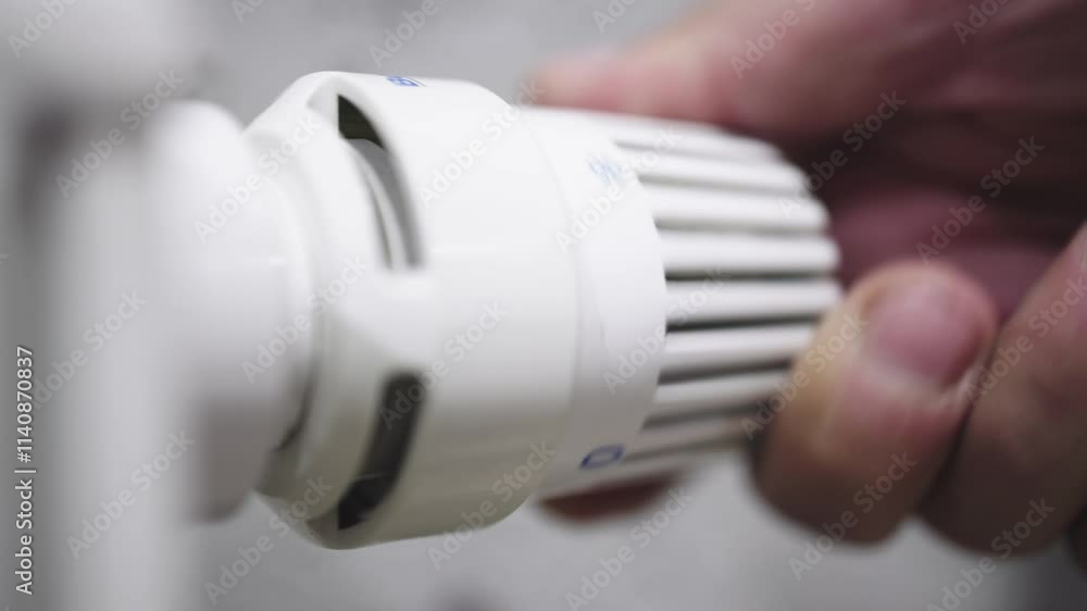 A hand adjusting the heating radiator as cold weather sets in, seeking warmth and comfort at home. A concept highlighting seasonal changes, home heating, and energy efficiency for winter. A hand adjusting the heating radiator as cold weather sets in, seeking warmth and comfort at home. A concept highlighting seasonal changes, home heating, and energy efficiency for winter.