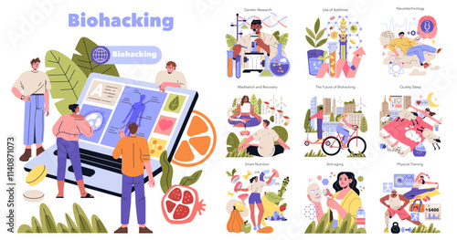 Biohacking. Flat Vector Illustration