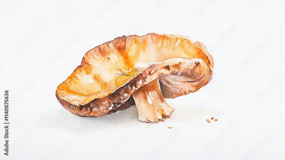 Watercolor Painting of a Mushroom: A Captivating Still Life Watercolor Painting of a Mushroom: A Captivating Still Life