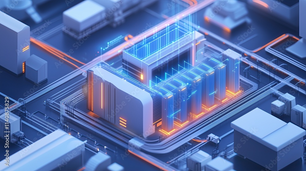 Thermal battery, dynamic flow of energy visualization, glowing data streams representing heat transfer, complex network of interconnected thermal storage modules, illustration
Thermal battery, dynamic flow of energy visualization, glowing data streams representing heat transfer, complex network of interconnected thermal storage modules, illustration