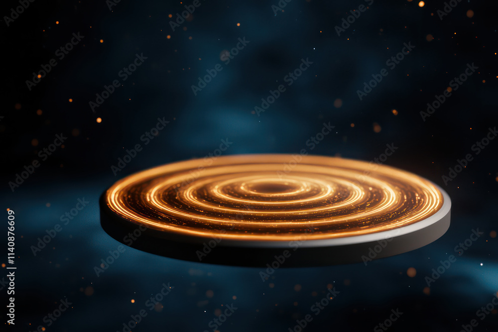 Fototapeta premium glowing circular pattern with swirling light effects in dark space