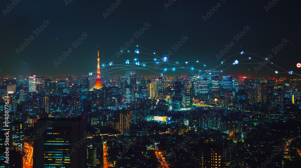 Abstract businessman stands on the peak of success Smart digital city with connection cyber security network reciprocity over the cityscape future wireless digital city and social media networking Abstract businessman stands on the peak of success Smart digital city with connection cyber security network reciprocity over the cityscape future wireless digital city and social media networking